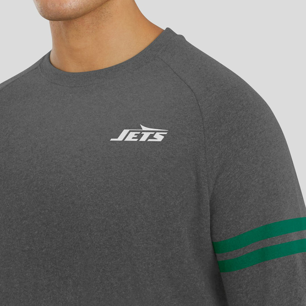 New York Jets J. Palmer Players Lounge Raglan Tri-Blend Sweatshirt Dark Heather Gray - NFL