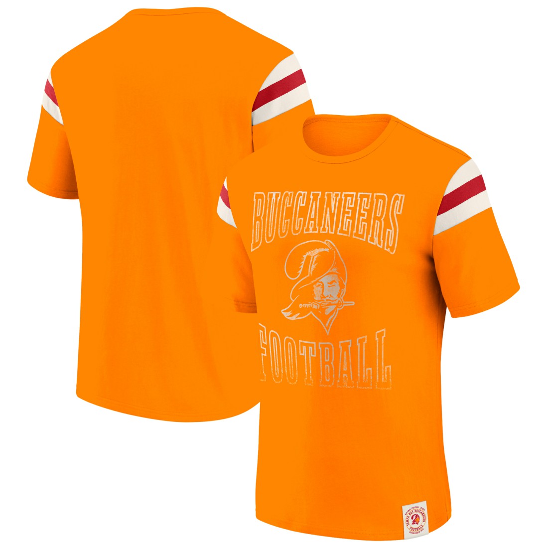 Tampa Bay Buccaneers Darius Rucker Collection Distressed Throwback Shoulder Stripe T-Shirt Orange - Fanatics