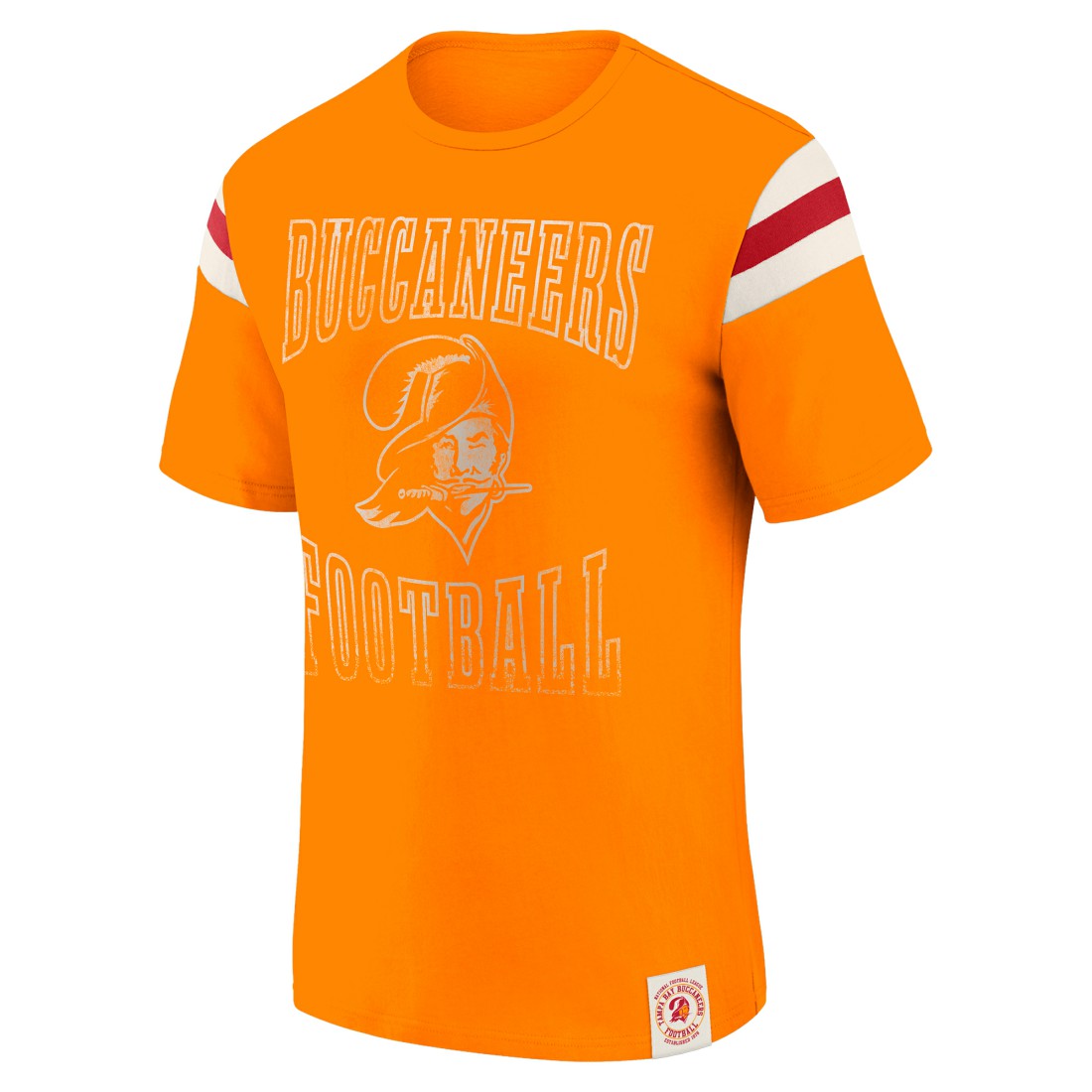 Tampa Bay Buccaneers Darius Rucker Collection Distressed Throwback Shoulder Stripe T-Shirt Orange - Fanatics