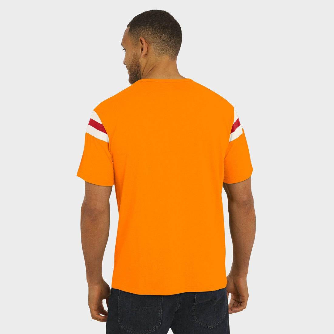 Tampa Bay Buccaneers Darius Rucker Collection Distressed Throwback Shoulder Stripe T-Shirt Orange - Fanatics