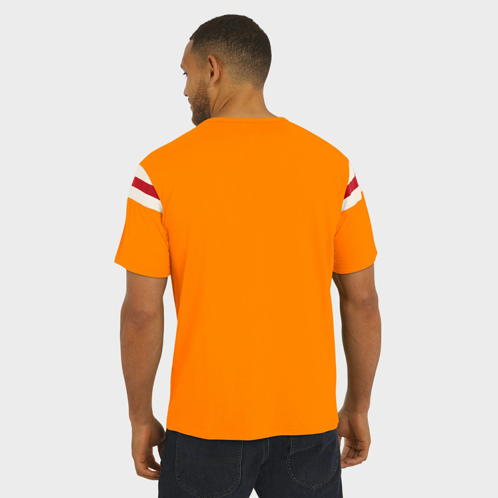 Tampa Bay Buccaneers Darius Rucker Collection Distressed Throwback Shoulder Stripe T-Shirt Orange - Fanatics