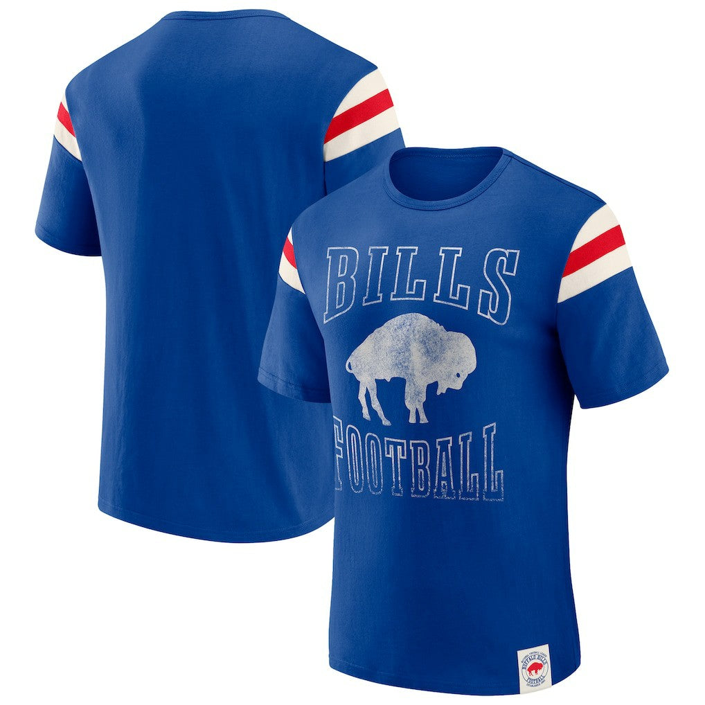 Buffalo Bills Darius Rucker Collection Distressed Throwback Shoulder Stripe T-Shirt Royal - Fanatics
