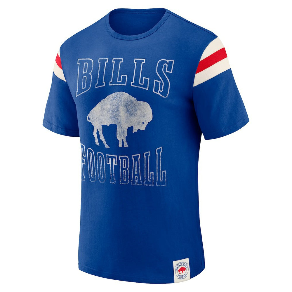 Buffalo Bills Darius Rucker Collection Distressed Throwback Shoulder Stripe T-Shirt Royal - Fanatics