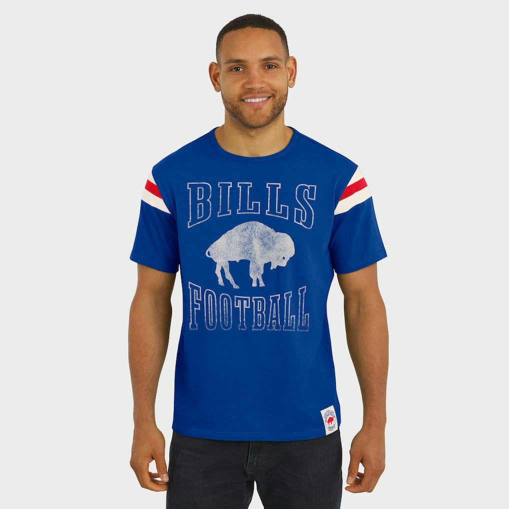 Buffalo Bills Darius Rucker Collection Distressed Throwback Shoulder Stripe T-Shirt Royal - Fanatics