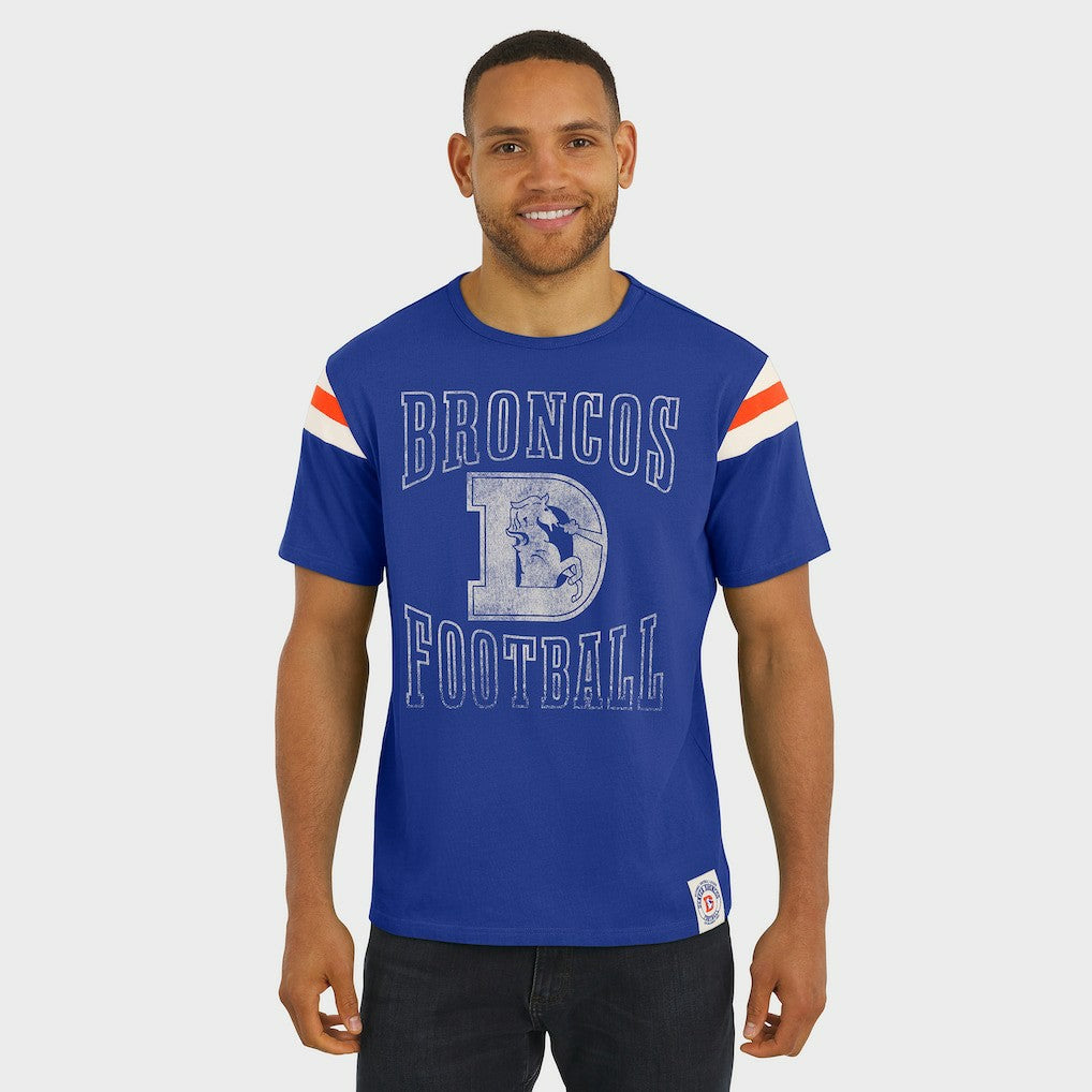 Denver Broncos Darius Rucker Collection Distressed Throwback Shoulder Stripe T-Shirt Royal - Fanatics