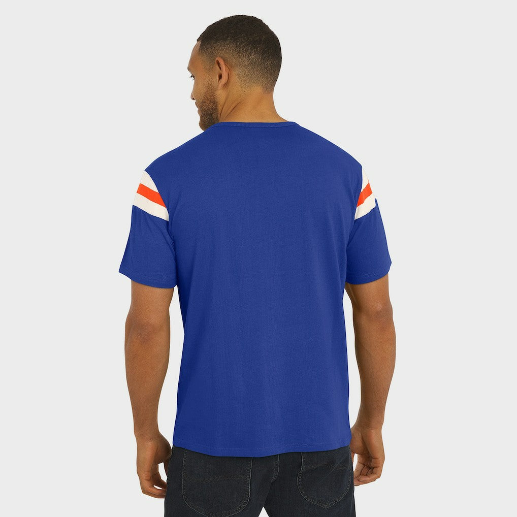 Denver Broncos Darius Rucker Collection Distressed Throwback Shoulder Stripe T-Shirt Royal - Fanatics