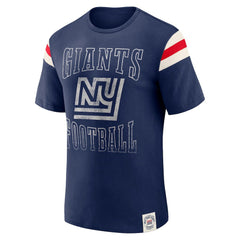 New York Giants Darius Rucker Collection Distressed Throwback Shoulder Stripe T-Shirt Royal - Fanatics