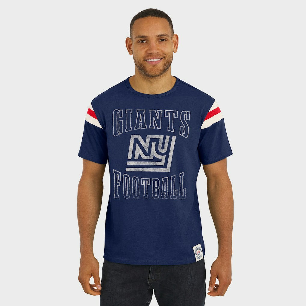 New York Giants Darius Rucker Collection Distressed Throwback Shoulder Stripe T-Shirt Royal - Fanatics