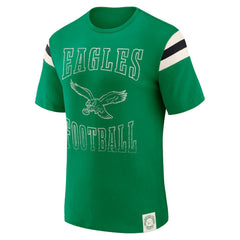 Philadelphia Eagles Darius Rucker Collection Distressed Throwback Shoulder Stripe T-Shirt Kelly Green - Fanatics