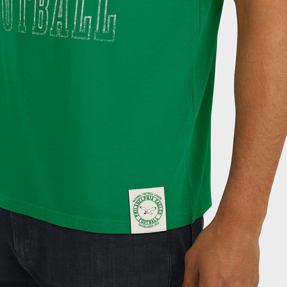 Philadelphia Eagles Darius Rucker Collection Distressed Throwback Shoulder Stripe T-Shirt Kelly Green - Fanatics