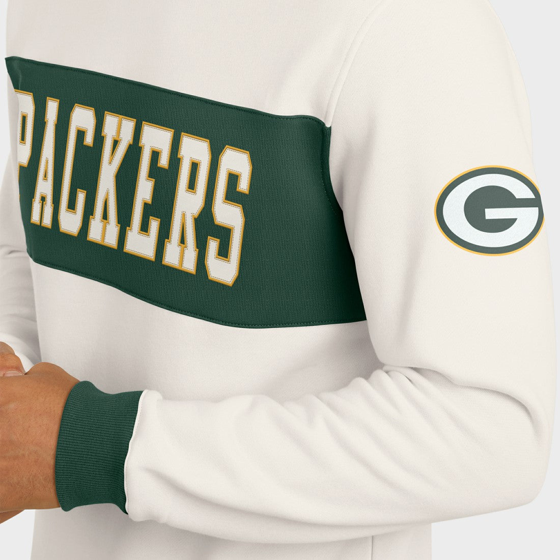 Green Bay Packers Darius Rucker Collection Colorblock Pullover Sweatshirt Cream - Fanatics