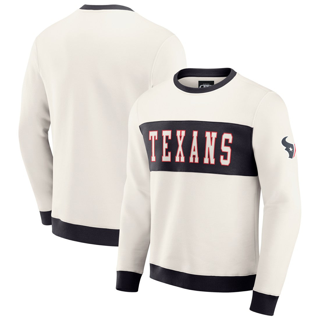 Houston Texans Darius Rucker Collection Colorblock Pullover Sweatshirt Cream - Fanatics