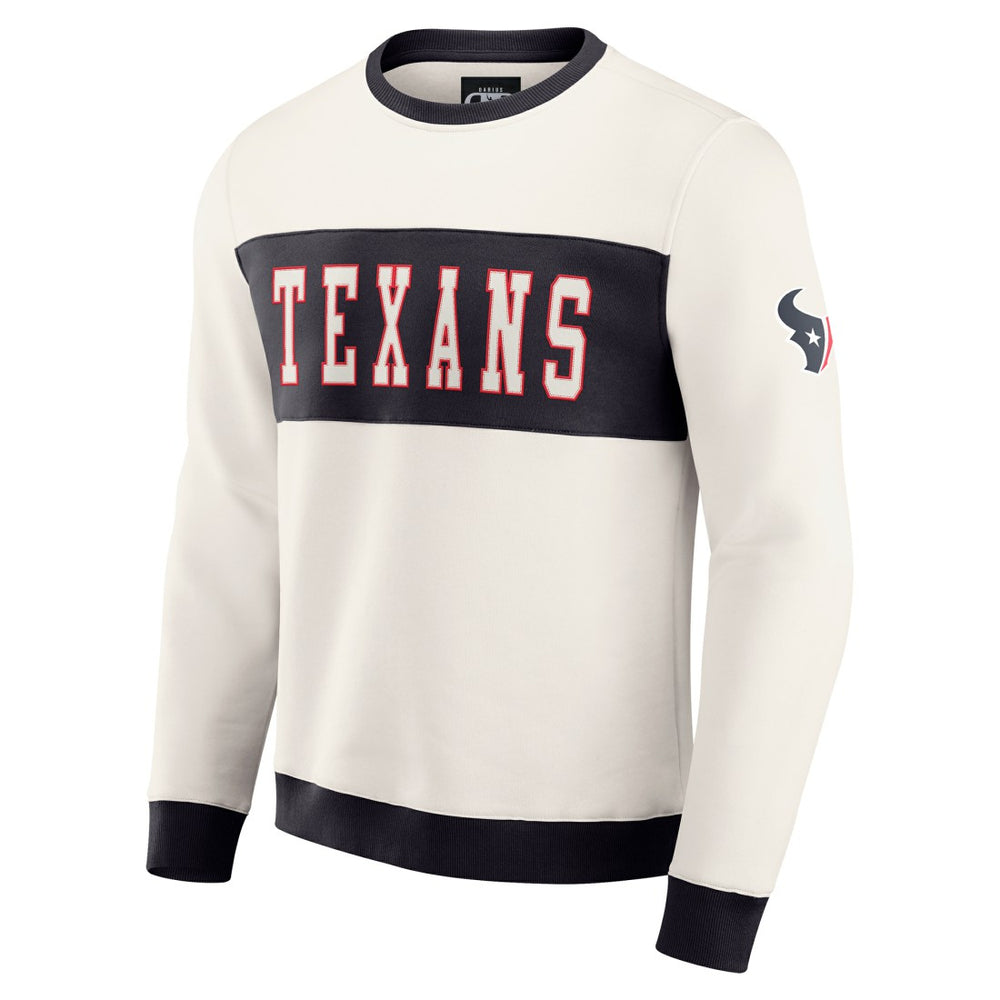 Houston Texans Darius Rucker Collection Colorblock Pullover Sweatshirt Cream - Fanatics