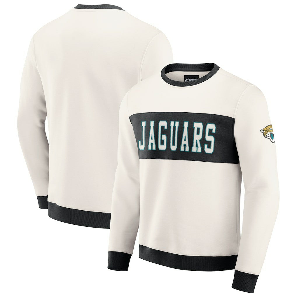 Jacksonville Jaguars Darius Rucker Collection Colorblock Pullover Sweatshirt Cream - Fanatics