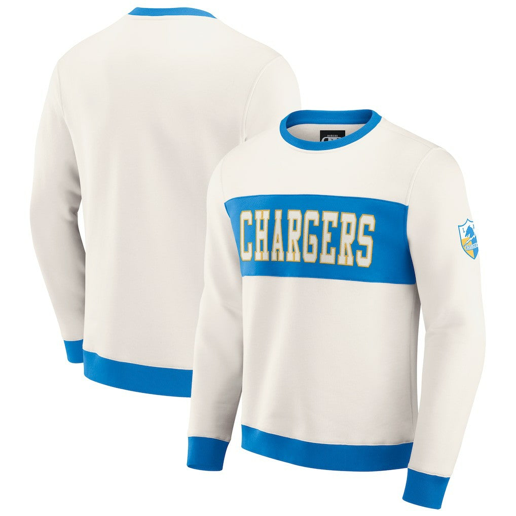 Los Angeles Chargers Darius Rucker Collection Colorblock Pullover Sweatshirt Cream - Fanatics