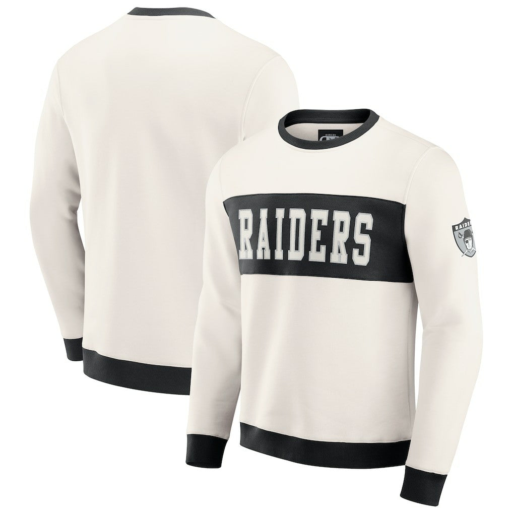 Las Vegas Raiders Darius Rucker Collection Colorblock Pullover Sweatshirt Cream - Fanatics