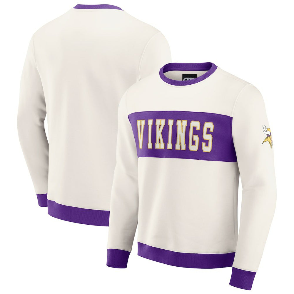 Minnesota Vikings Darius Rucker Collection Colorblock Pullover Sweatshirt Cream - Fanatics