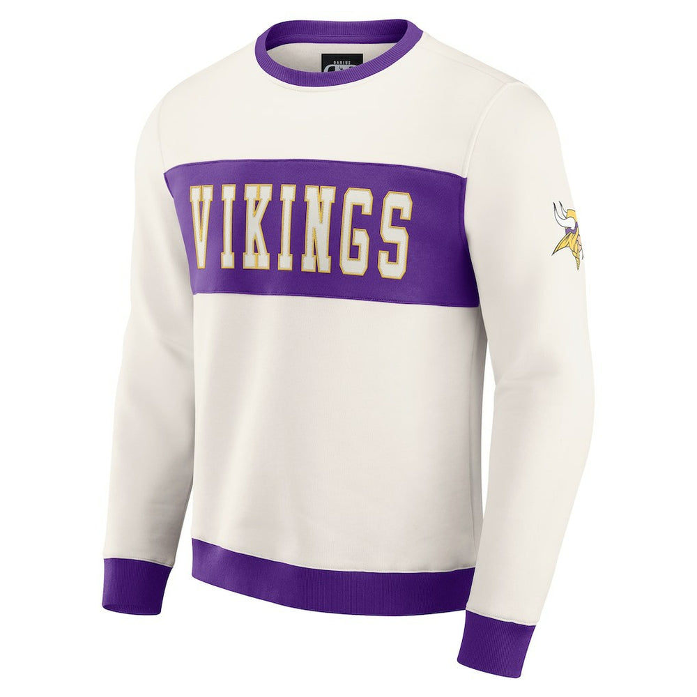 Minnesota Vikings Darius Rucker Collection Colorblock Pullover Sweatshirt Cream - Fanatics