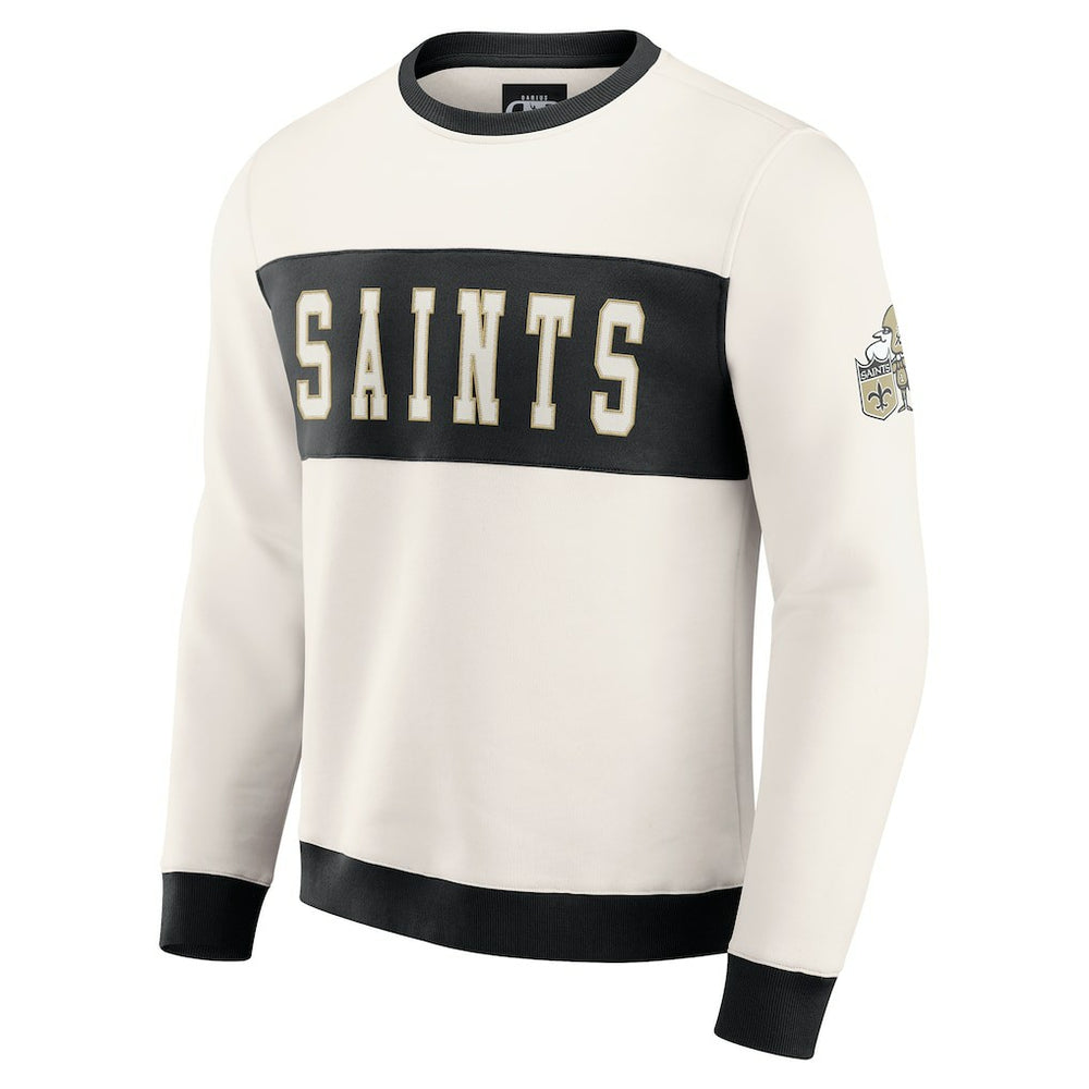 New Orleans Saints Darius Rucker Collection Colorblock Pullover Sweatshirt Cream - Fanatics