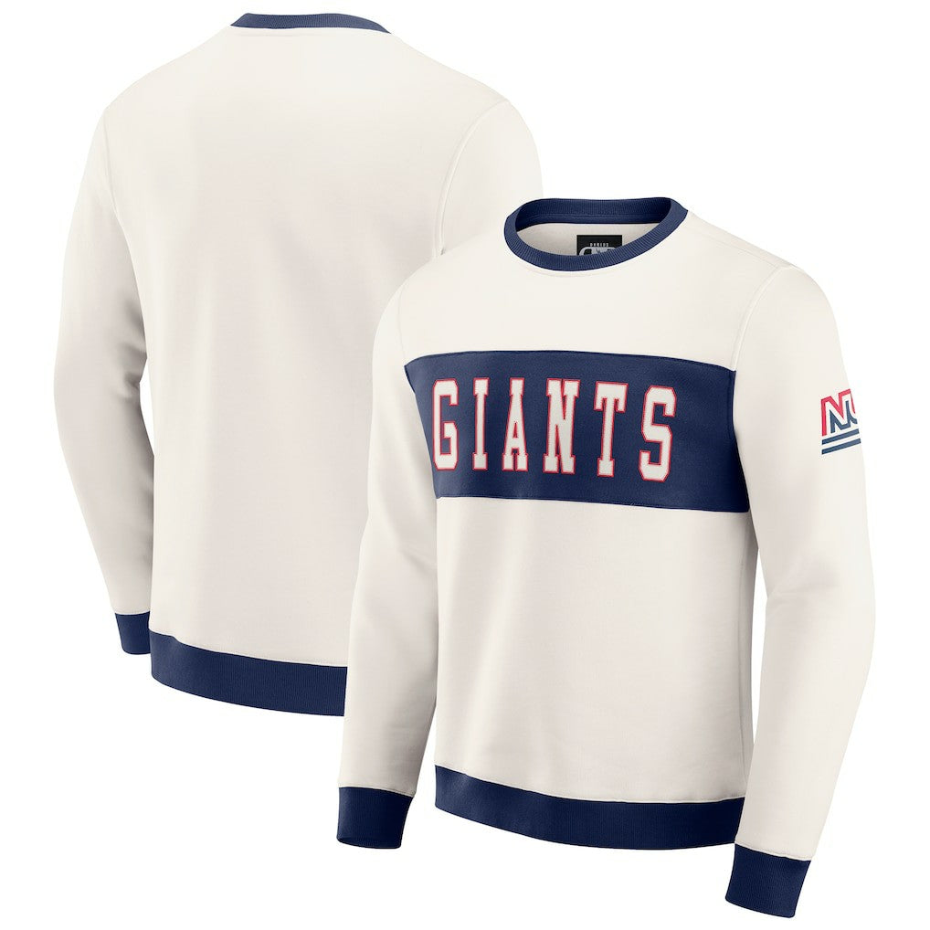 New York Giants Darius Rucker Collection Colorblock Pullover Sweatshirt Cream - Fanatics