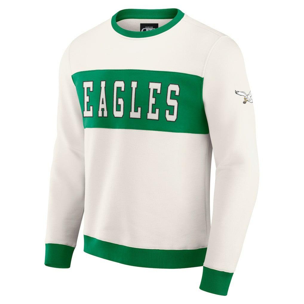 Philadelphia Eagles Darius Rucker Collection Colorblock Pullover Sweatshirt Cream - Fanatics