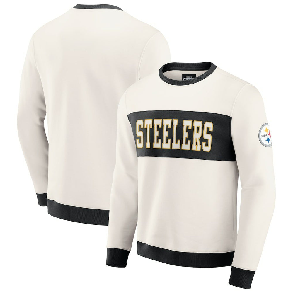 Pittsburgh Steelers Darius Rucker Collection Colorblock Pullover Sweatshirt Cream - Fanatics