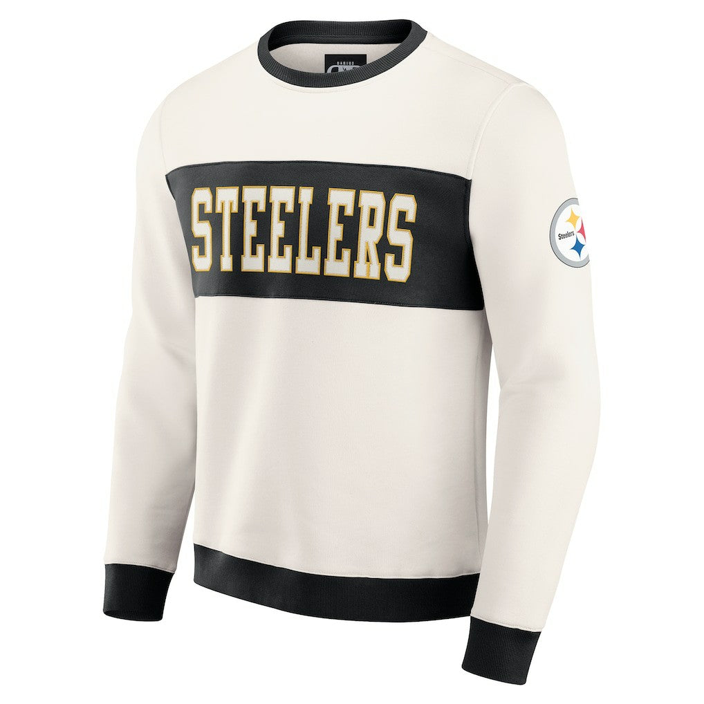 Pittsburgh Steelers Darius Rucker Collection Colorblock Pullover Sweatshirt Cream - Fanatics