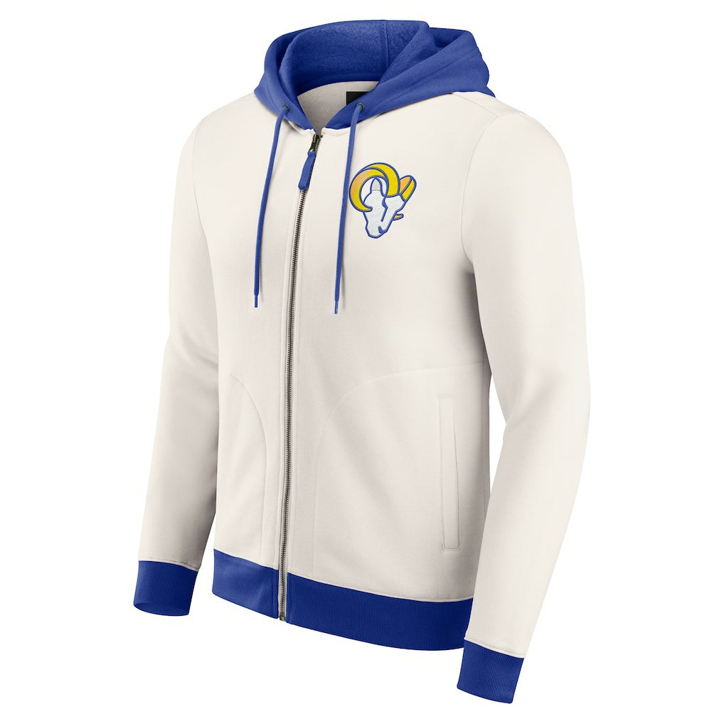 Los Angeles Rams Darius Rucker Collection Distressed Graphics Full-Zip Hoodie Cream - Fanatics