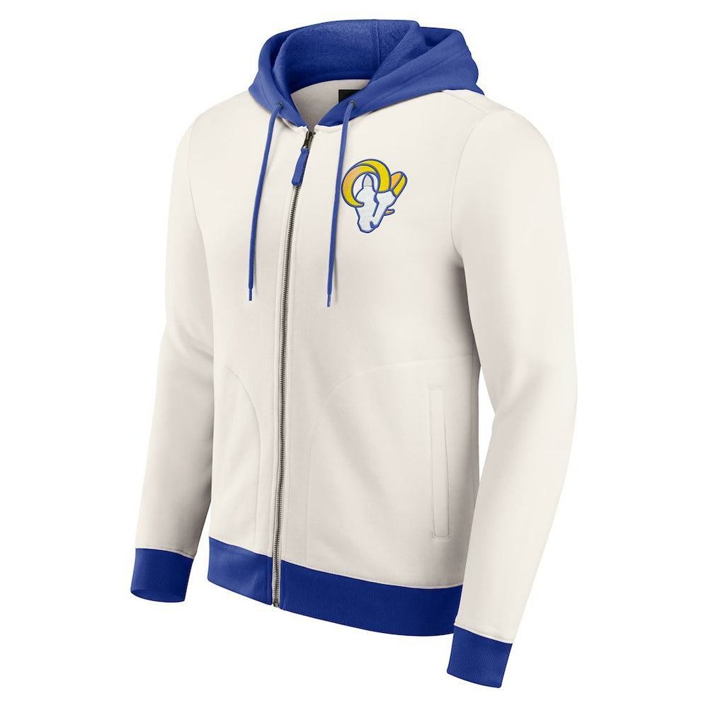 Los Angeles Rams Darius Rucker Collection Distressed Graphics Full-Zip Hoodie Cream - Fanatics