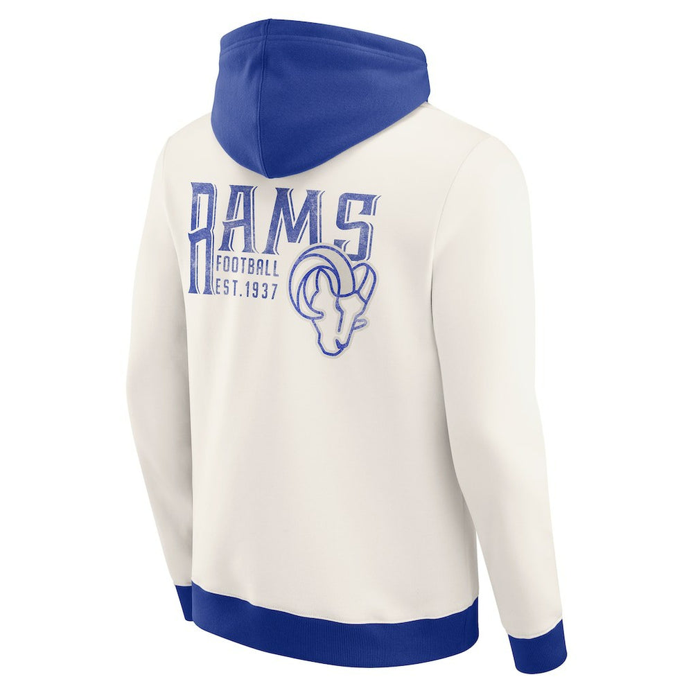 Los Angeles Rams Darius Rucker Collection Distressed Graphics Full-Zip Hoodie Cream - Fanatics