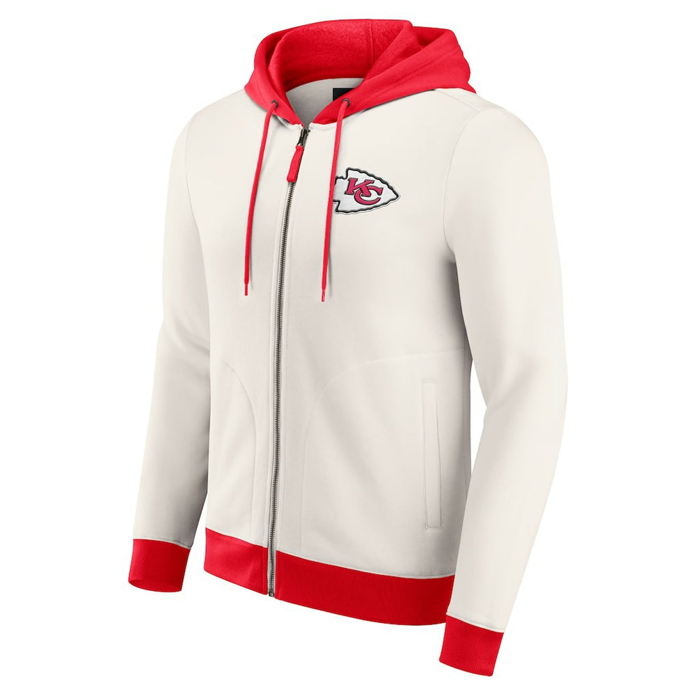 Kansas City Chiefs Darius Rucker Collection Distressed Graphics Full-Zip Hoodie Cream - Fanatics