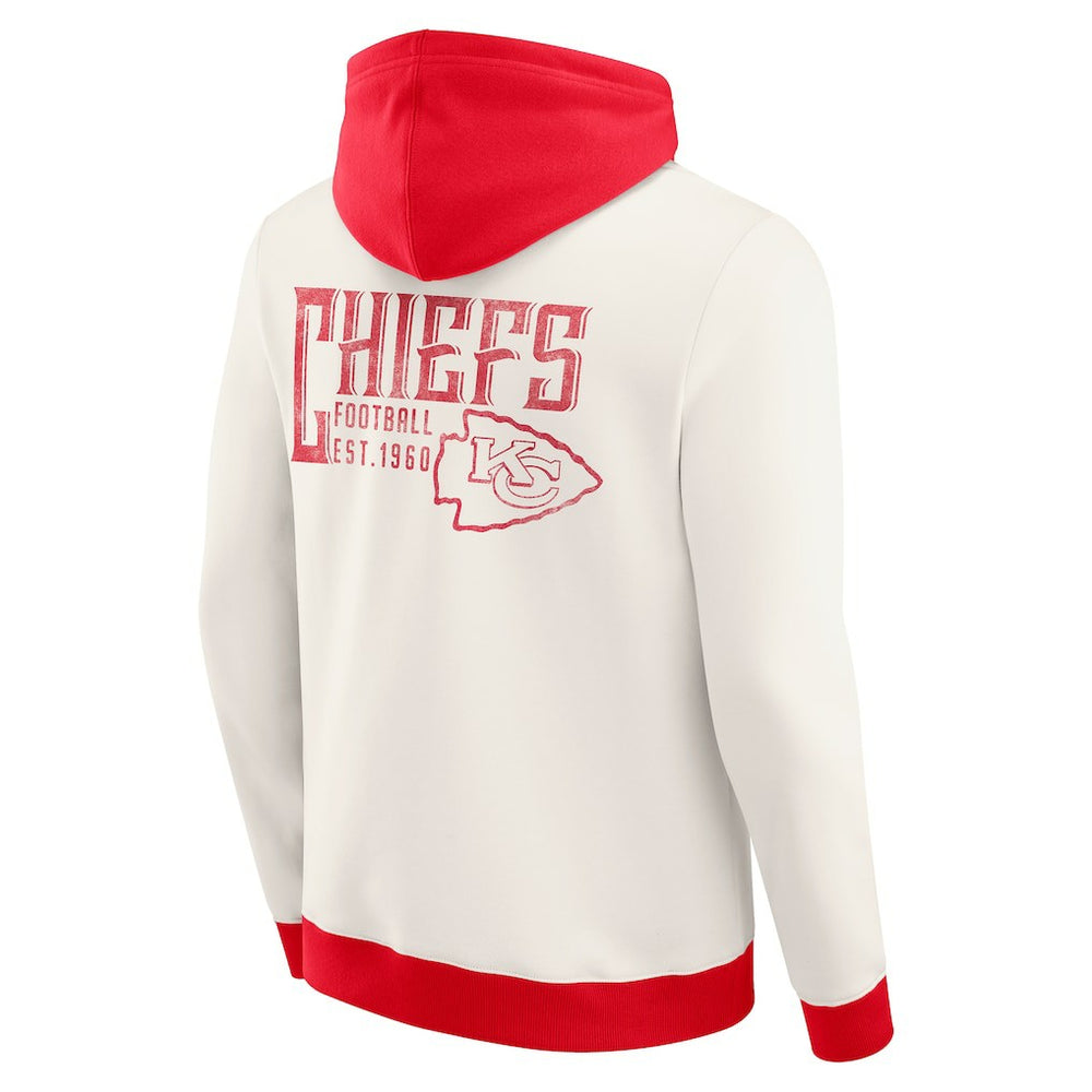 Kansas City Chiefs Darius Rucker Collection Distressed Graphics Full-Zip Hoodie Cream - Fanatics