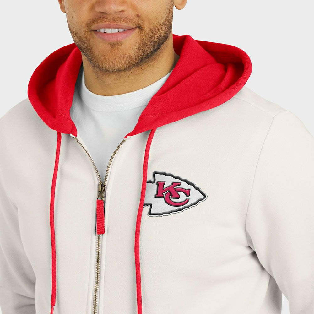 Kansas City Chiefs Darius Rucker Collection Distressed Graphics Full-Zip Hoodie Cream - Fanatics