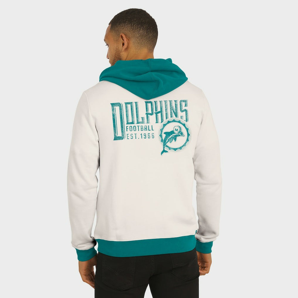 Miami Dolphins Darius Rucker Collection Distressed Graphics Full-Zip Hoodie Cream - Fanatics