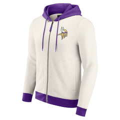Minnesota Vikings Darius Rucker Collection Distressed Graphics Full-Zip Hoodie Cream - Fanatics