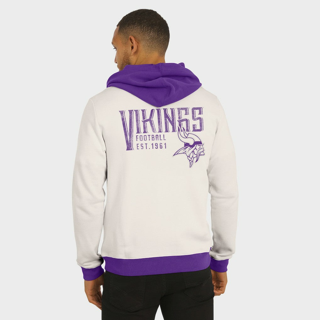 Minnesota Vikings Darius Rucker Collection Distressed Graphics Full-Zip Hoodie Cream - Fanatics