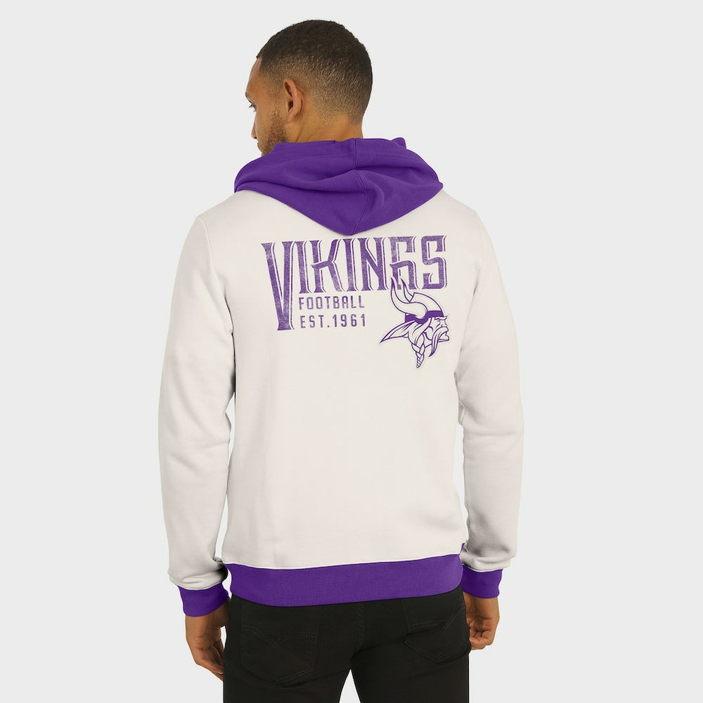 Minnesota Vikings Darius Rucker Collection Distressed Graphics Full-Zip Hoodie Cream - Fanatics