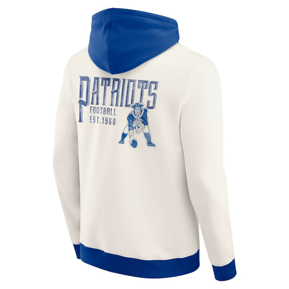 New England Patriots Darius Rucker Collection Distressed Graphics Full-Zip Hoodie Cream - Fanatics