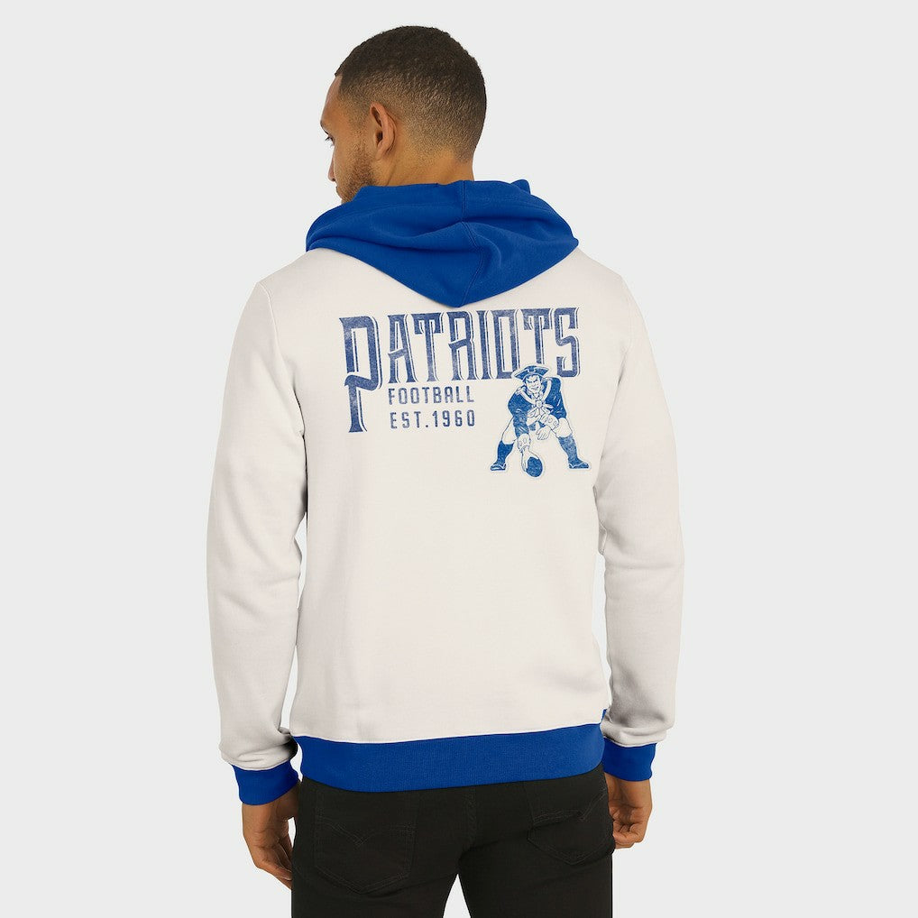 New England Patriots Darius Rucker Collection Distressed Graphics Full-Zip Hoodie Cream - Fanatics