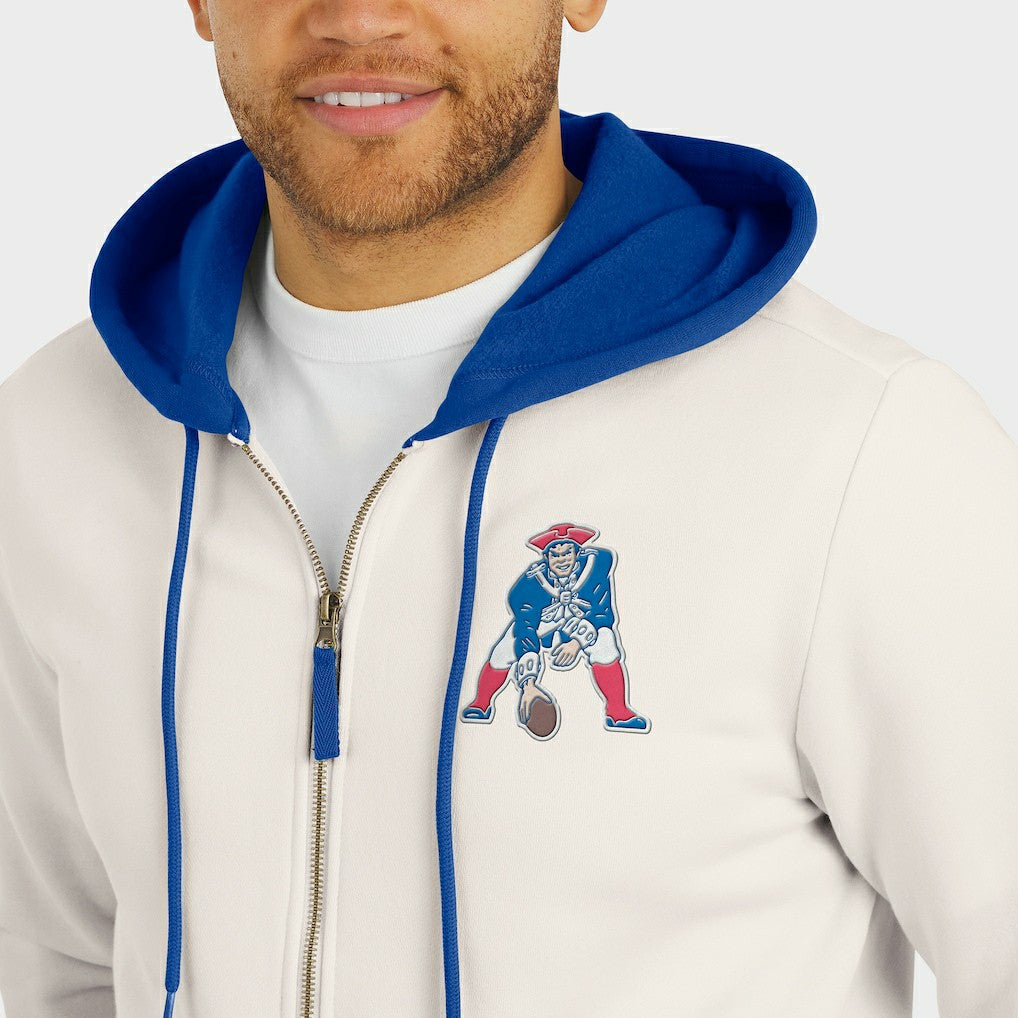 New England Patriots Darius Rucker Collection Distressed Graphics Full-Zip Hoodie Cream - Fanatics