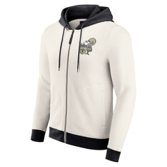 New Orleans Saints Darius Rucker Collection Distressed Graphics Full-Zip Hoodie Cream - Fanatics
