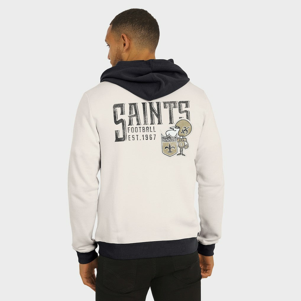 New Orleans Saints Darius Rucker Collection Distressed Graphics Full-Zip Hoodie Cream - Fanatics