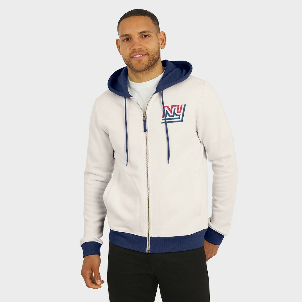 New York Giants Darius Rucker Collection Distressed Graphics Full-Zip Hoodie Cream - Fanatics