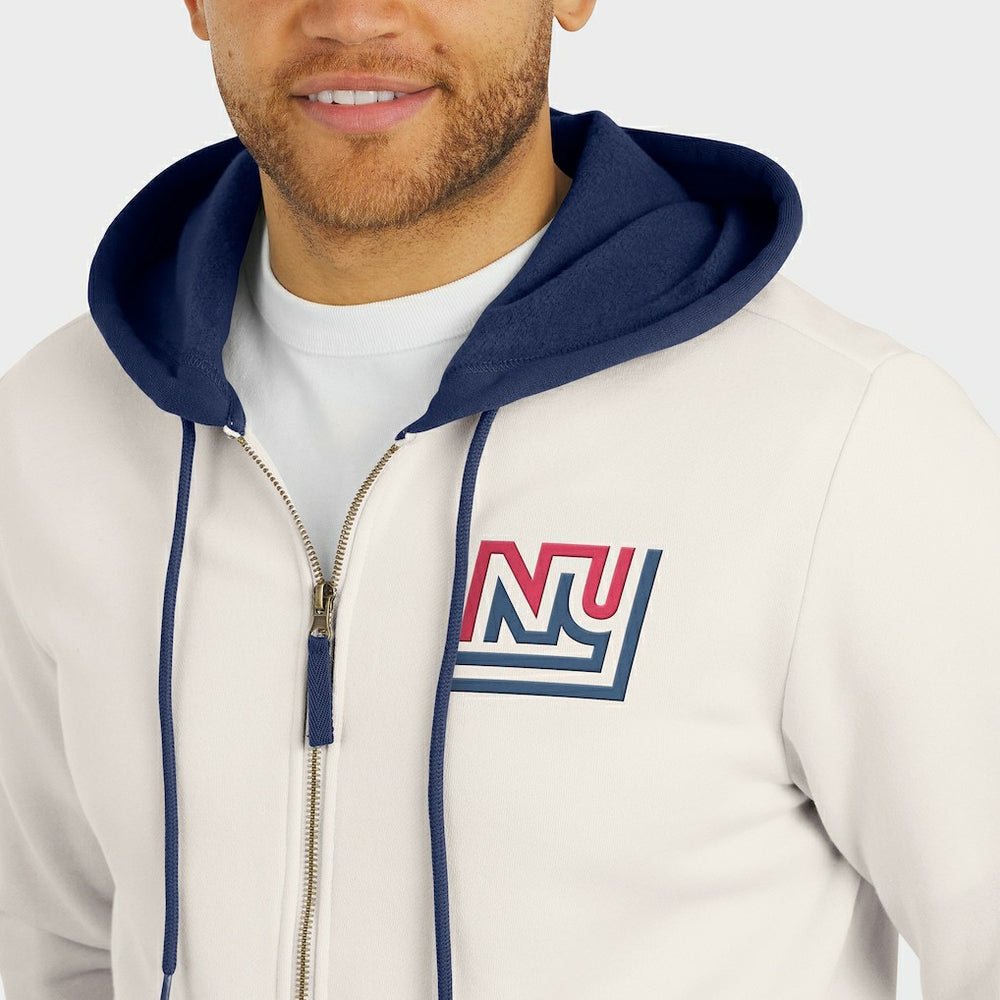 New York Giants Darius Rucker Collection Distressed Graphics Full-Zip Hoodie Cream - Fanatics