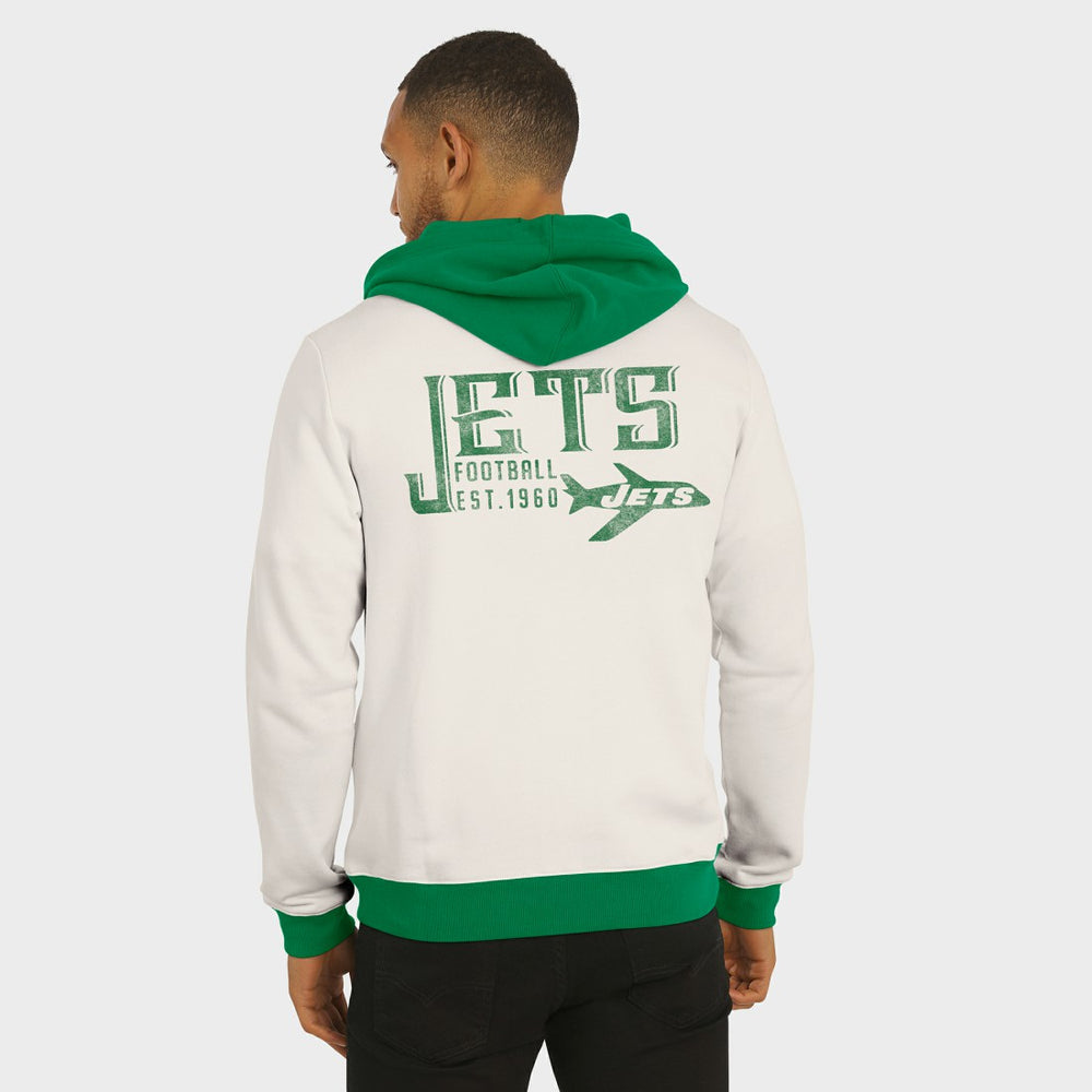 New York Jets Darius Rucker Collection Distressed Graphics Full-Zip Hoodie Cream - Fanatics