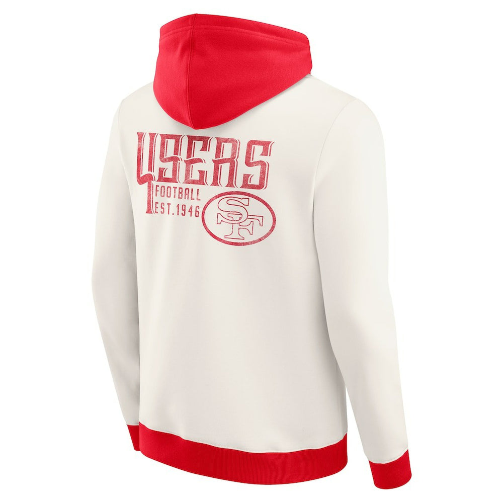 San Francisco 49ers Darius Rucker Collection Distressed Graphics Full-Zip Hoodie Cream - Fanatics