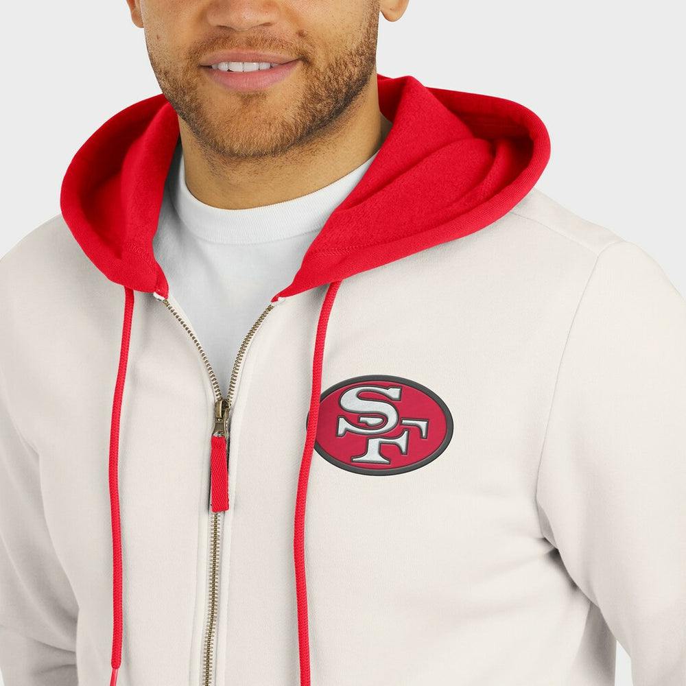 San Francisco 49ers Darius Rucker Collection Distressed Graphics Full-Zip Hoodie Cream - Fanatics