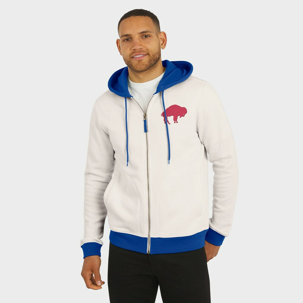 Buffalo Bills Darius Rucker Collection Distressed Graphics Full-Zip Hoodie Cream - Fanatics