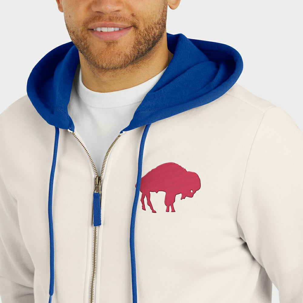 Buffalo Bills Darius Rucker Collection Distressed Graphics Full-Zip Hoodie Cream - Fanatics