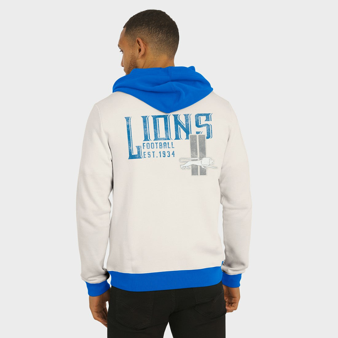 Detroit Lions Darius Rucker Collection Distressed Graphics Full-Zip Hoodie Cream - Fanatics